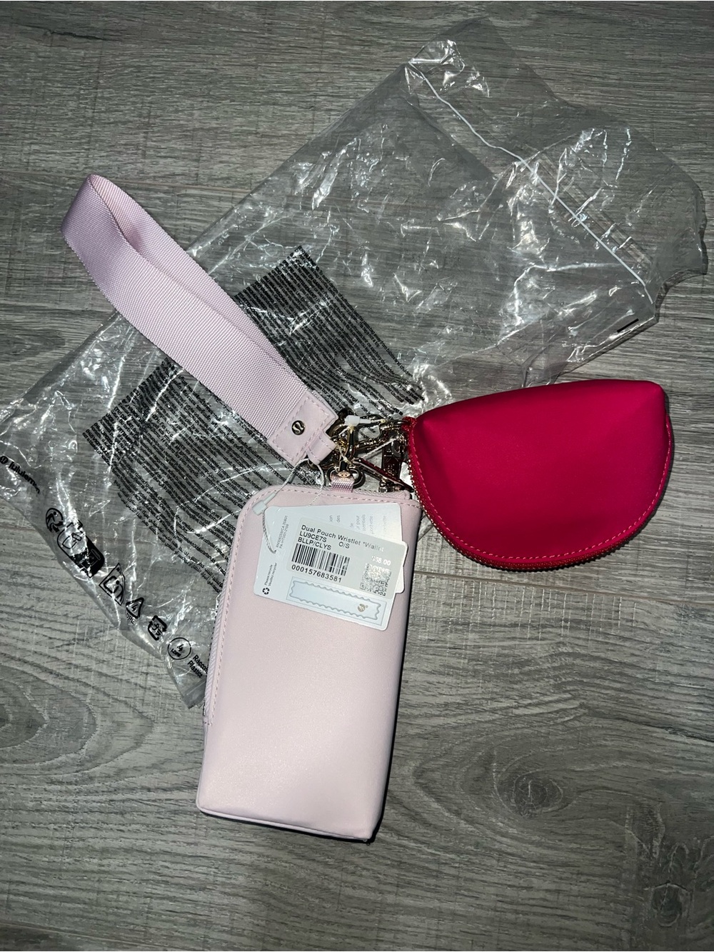 NWT lululemon Light Pink and Hot Pink Dual Pouch Wristlet Wallet - Picture 2 of 2